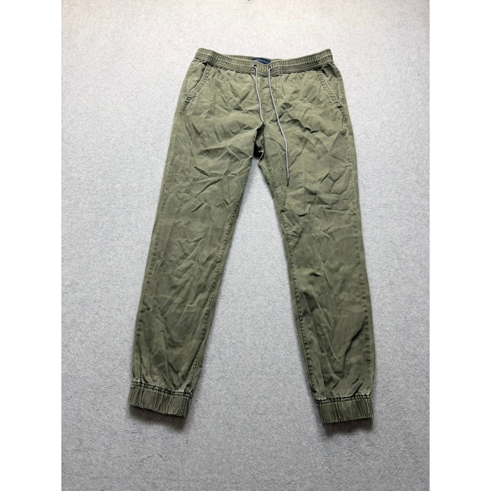 Aeropostale Mens Joggers Olive Green Elastic Waist Drawstring Pants Size Small